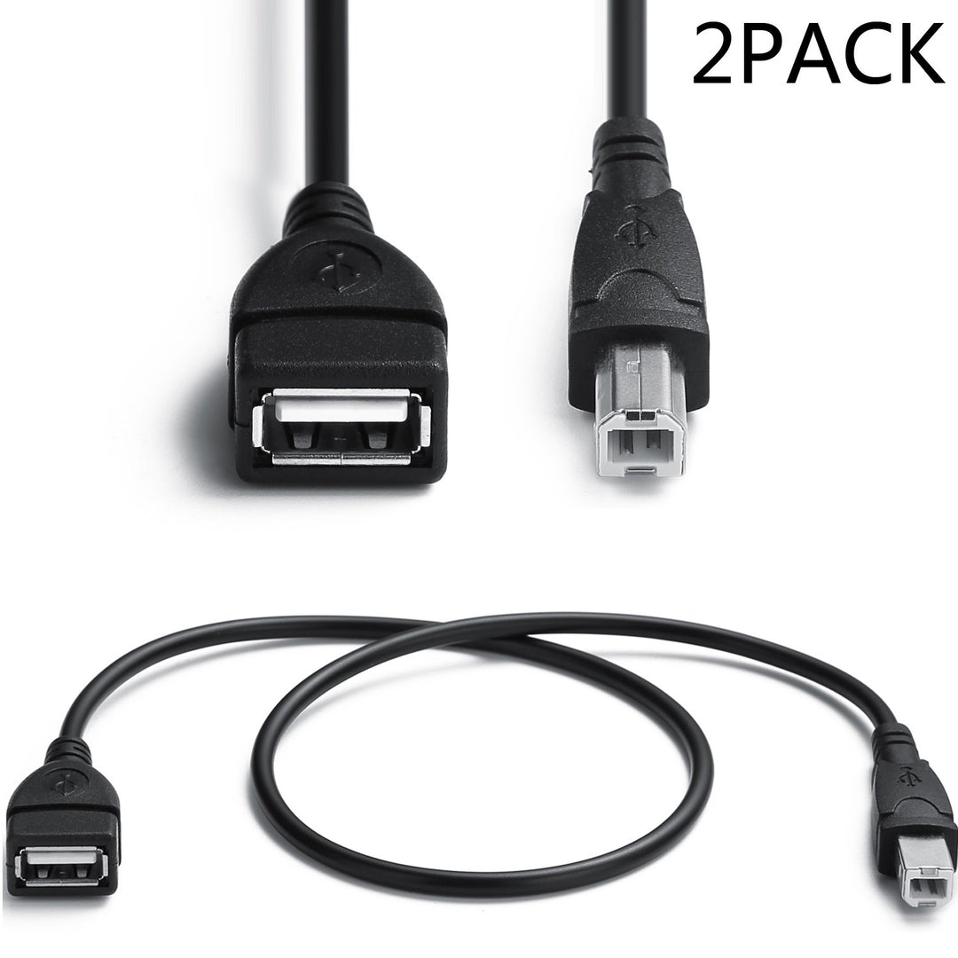 2 Pack USB 2.0 Cables A Female to USB B Male Cable for Printer Cables Length is 20 inches A/F to B/M Type-A F to B M Cable Extender Connection Cable