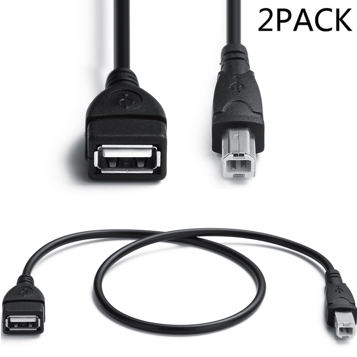 2 Pack USB 2.0 Cables A Female to USB B Male Cable for Printer Cables Length is 20 inches A/F to B/M Type-A F to B M Cable Extender Connection Cable