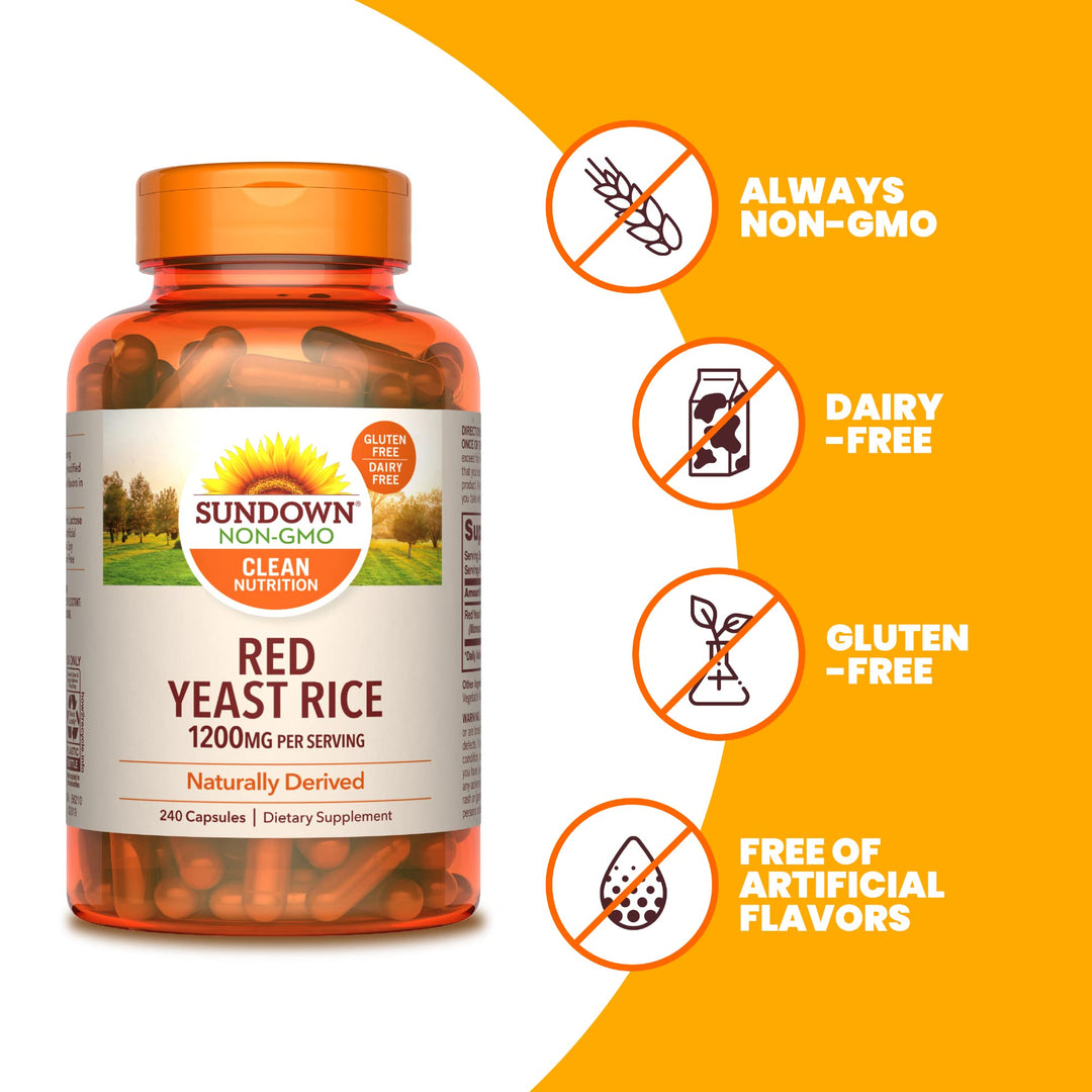 Sundown Red Yeast Rice 1200 mg, Naturally Derived, 240 