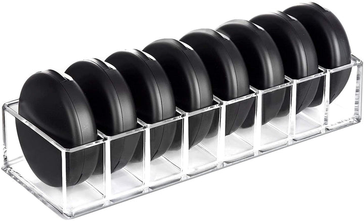 Clear Acrylic Makeup Compact Organizer, 8 Spaces Vanity Organizer Stand Eyeshadow Pallet Storage for Lipstick Bronzer Powder Highlighter, Skincare Cosmetic Display Cases for Bathroom