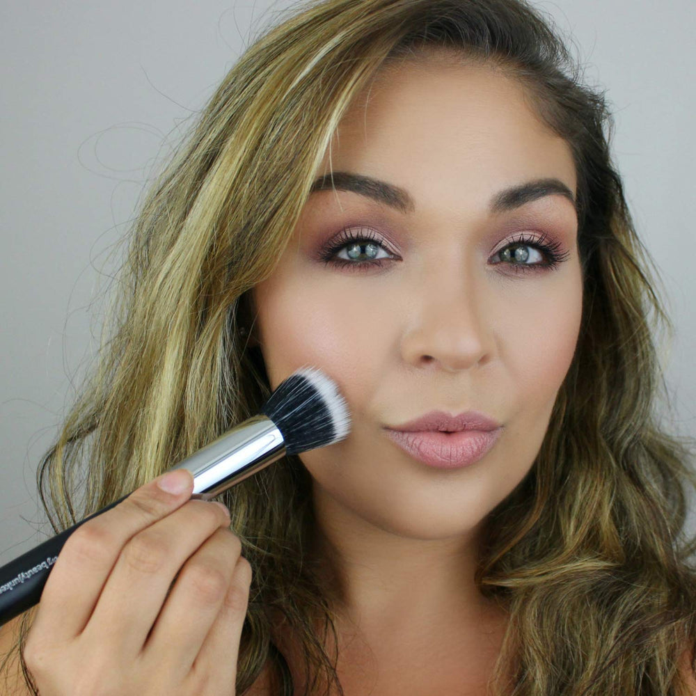 1 Pc Duo Fiber Large Stippling, Black: Pro Duo Fiber Large Stippling Makeup Brush To Blend Liquid Foundation For A Sheer Flawless Skin Perfecting Finish, Synthetic