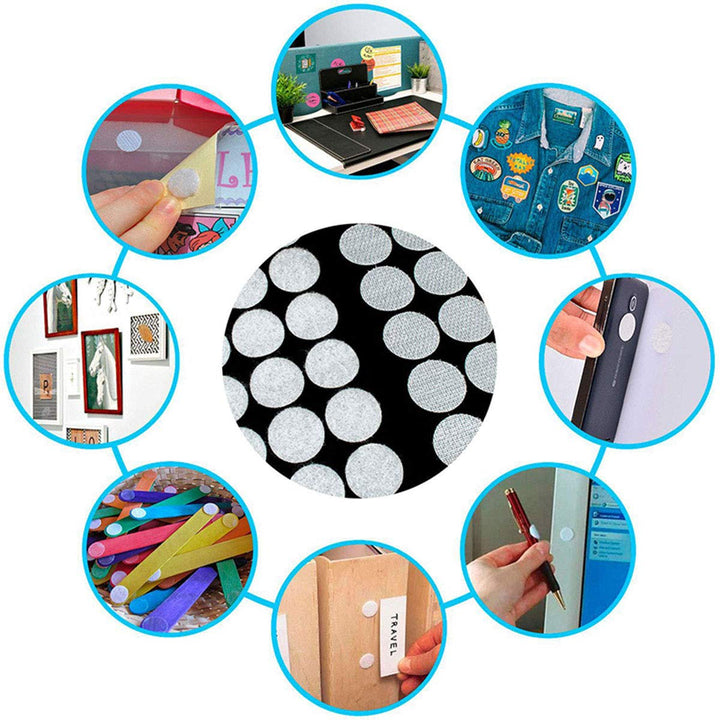 100 Pairs Hook and Loop 20mm Disc Velcros Adhesive Strong Glue Magic Sticker Round Coins Hook Loop, White
