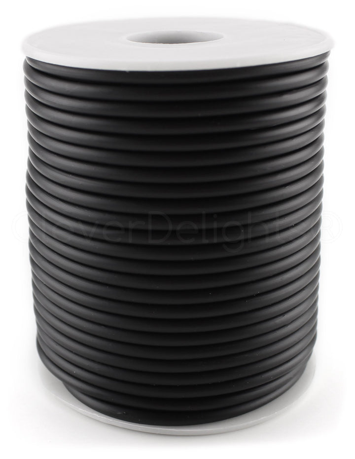 Black Hollow Rubber Tubing - 75 Feet - 3mm Diameter Tube Cord - 3/32 OD x 1/32 ID