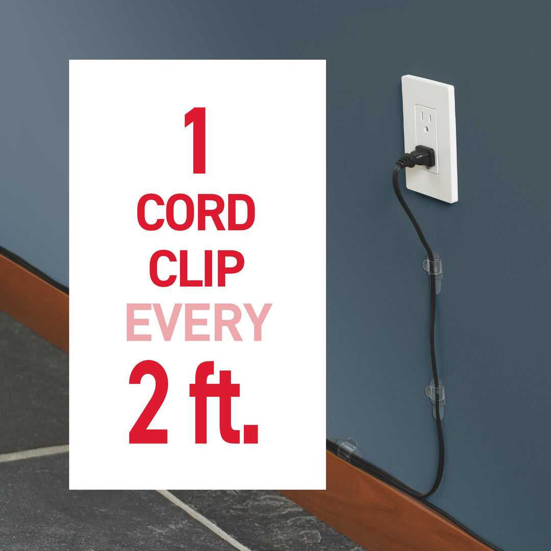 Round Cord Clips, Damage Free Hanging Cable Clips, No Tools Wall Clips for Hanging Electrical Cables, 13 Clear Cord Clips and 16 Strips