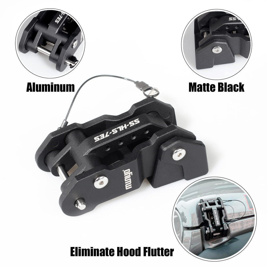 Hood Latches Aluminum Hood Catch Replacement for Jeep Wrangler JK/JKU 2007-2017, JL/JLU 2018+ &amp; Jeep Gladiator 2020+ with painted, Patented Design (Black,1 Pair)