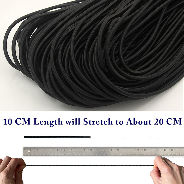 Elastic Cord 1/8 Inch (3MM) x 33FT, White Elastic String Bungee Shock Cord with Nylon Sleeve and Heavy Strength for Crafting DIY Sewing