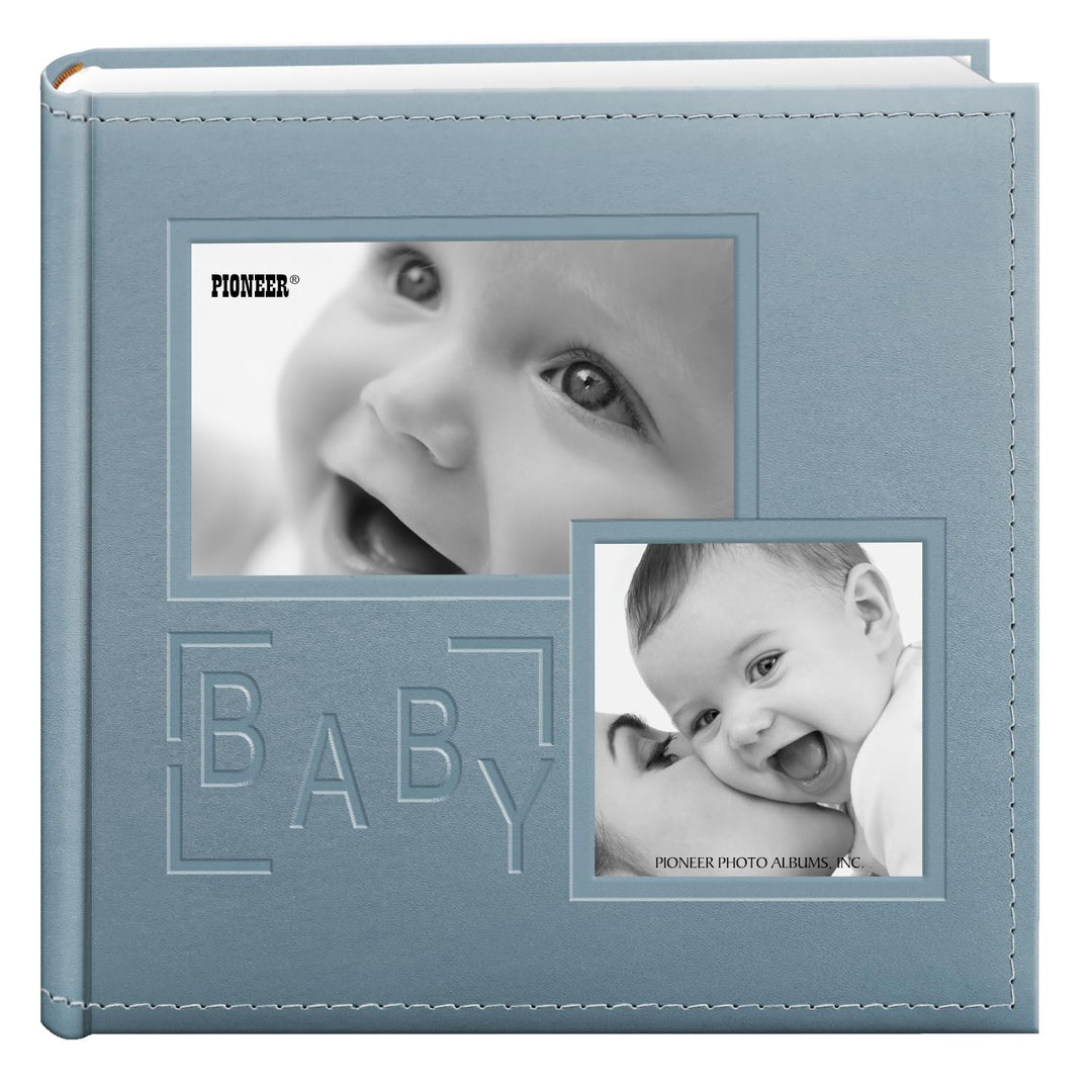 DA-200COLB/B 200-Pocket Embossed Baby Leatherette Frame Cover Album for 4 by 6-Inch Prints, Blue