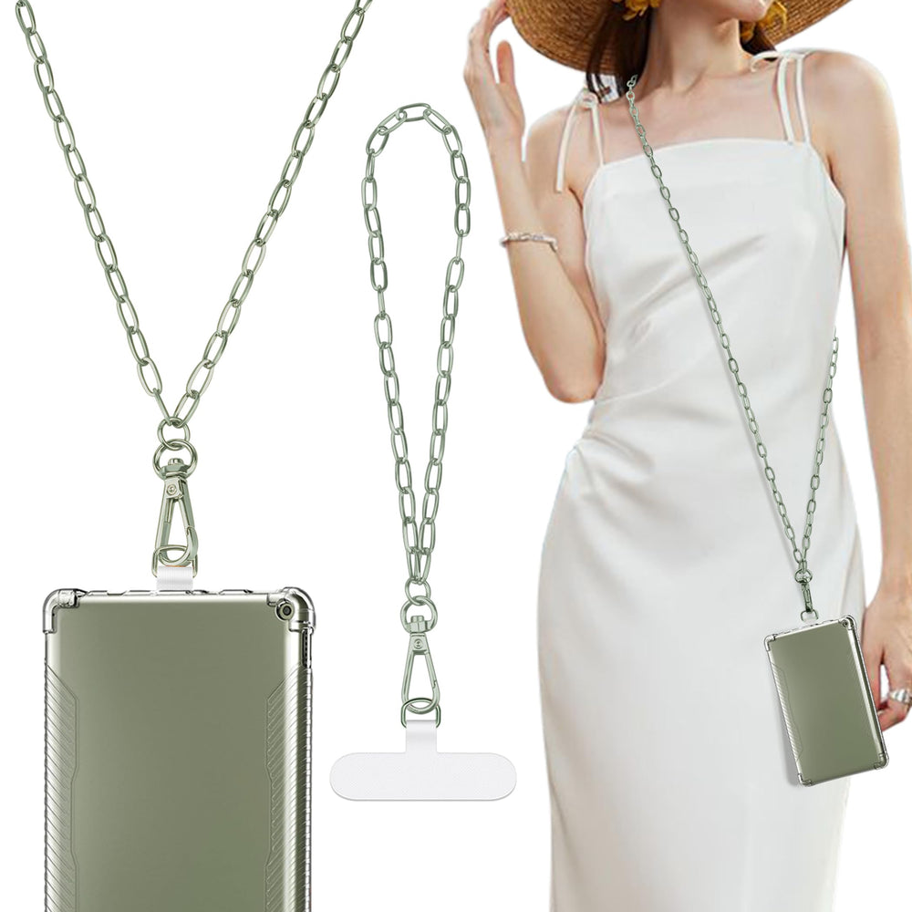 Phone Crossbody Strap, Universal Phone Lanyard with 1× Metal Phone Strap, 1× Wrist Strap, Phone Chain Compatible with Most Smartphones Case Anti-Scratch Reinforced Corners, Clear Bodhi Green