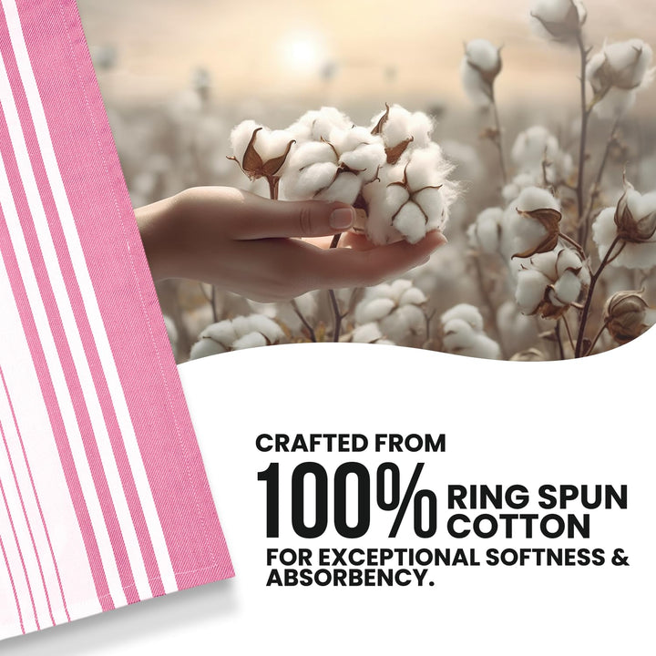 Stripe Kitchen Towels Decor Mordern Design Centreband Dish Towels Boho Stripe Absorbent Festive Gift Set of 6 Pantry Reusable Kitchen Dish Towel|Easter Spring Decor 18x28 in |Pink