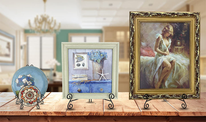 Easel Stand, 8 Inch Plate Stand, 2 Pack Metal Plate Holder for Display, Iron Plate Stands for Picture Frame Record Album Collectibles