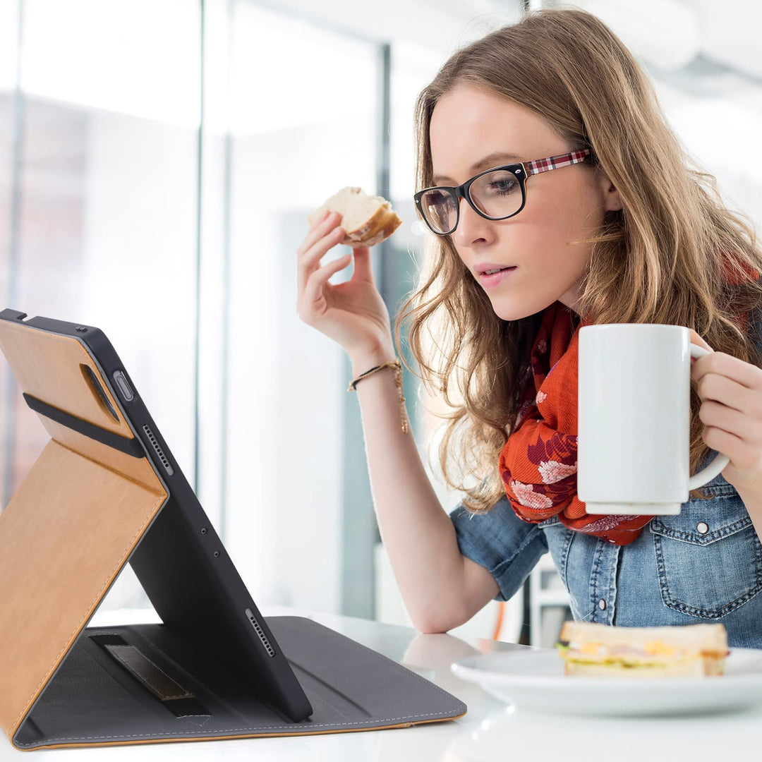 for iPad Pro 12.9 Case 6th Generation 2022 / 5th Gen 2021, 12.9 Inch iPad Pro Cases with Pencil Holder and Pocket, Multiple Angles Viewing Flip Cover Protective Folio Auto Sleep/Wake, Black