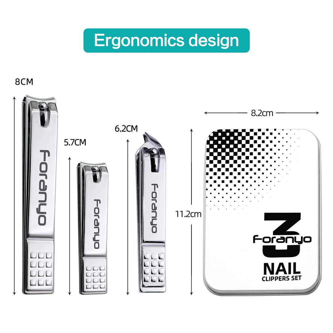 Nail Clippers, 3 Pack Toenail Clippers Fingernail Clipper Nail Clippers for Men Women Adult, Nail Cutter Manicure Set for Thick Toenails [Silver]