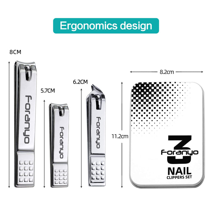 Nail Clippers, 3 Pack Toenail Clippers Fingernail Clipper Nail Clippers for Men Women Adult, Nail Cutter Manicure Set for Thick Toenails [Silver]