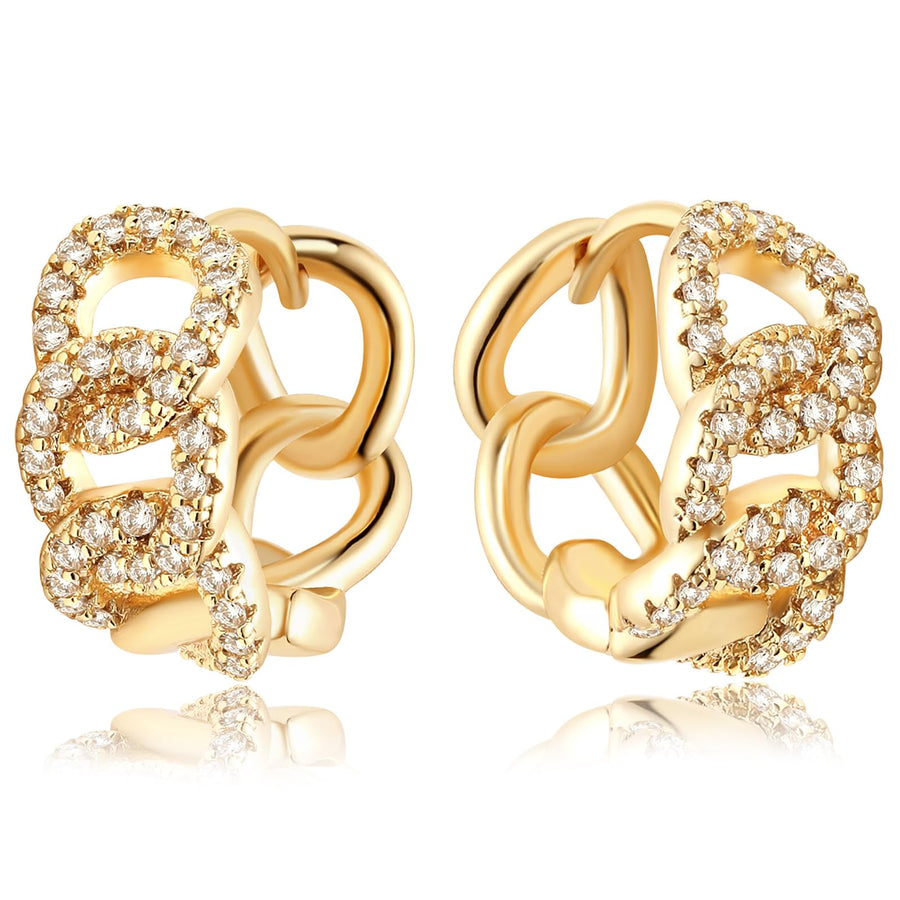Gold Hoop Earrings for Women 18K Gold Plated Hoop Earrings with Shining Cubic Zriconia Handmade Hoop Earrings for Everyday Jewelry
