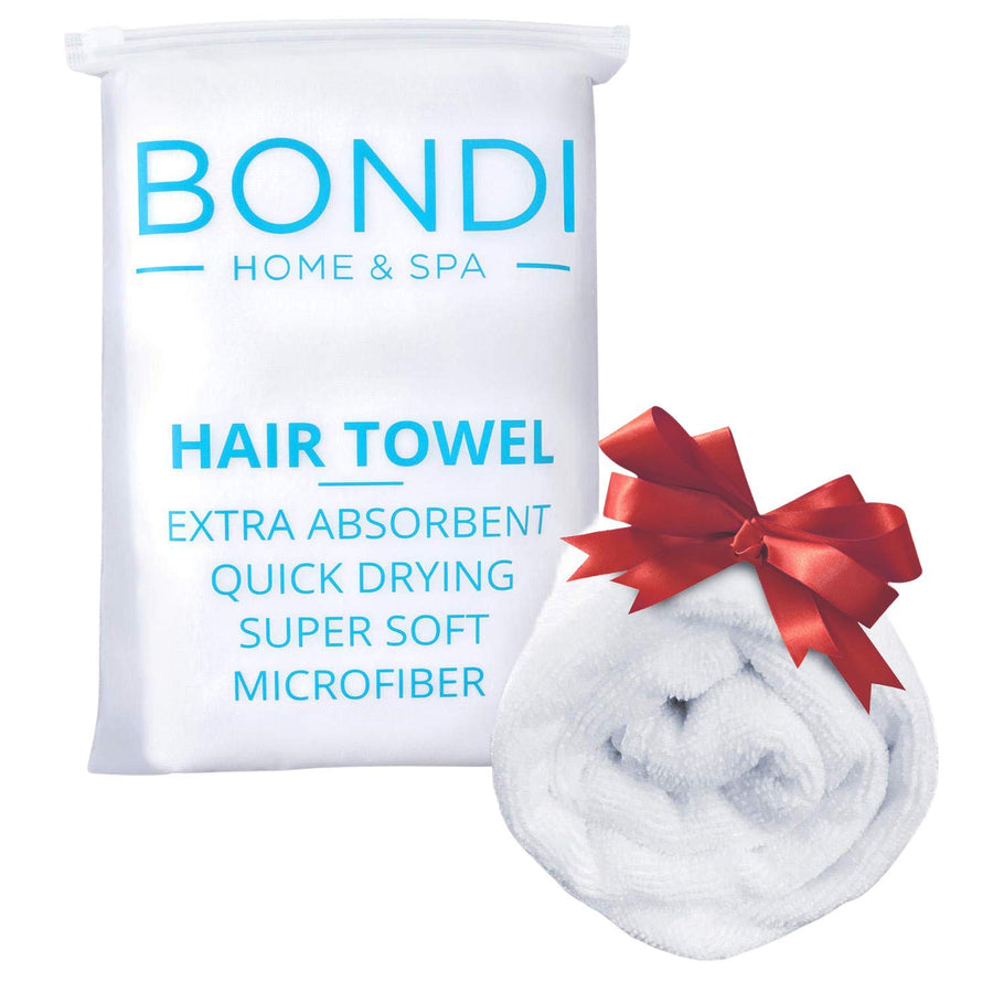 Bondi SPA Microfiber Hair Towel – Perfect Stocking Stuffer for Women - Dries Hair 50% Faster – Anti-Frizz Hair Towel – Super Absorbent & Soft - XL (Rectangle)