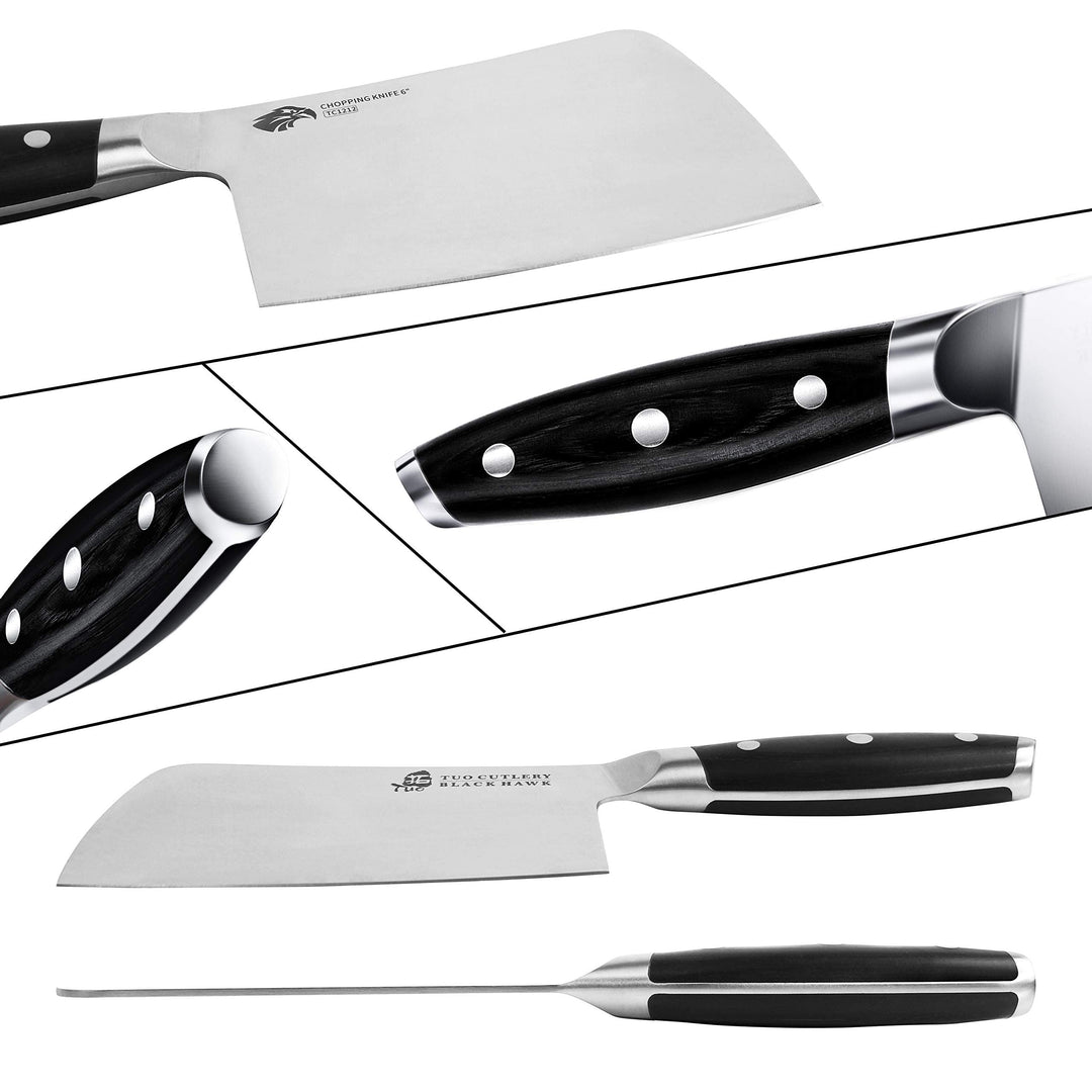 Chopper Knife - 6 inch Meat Cleaver Chopping Knife - Heavy Duty Butcher Knife - German HC Steel - Full Tang Pakkawood Handle - BLACK HAWK SERIES with Gift Box