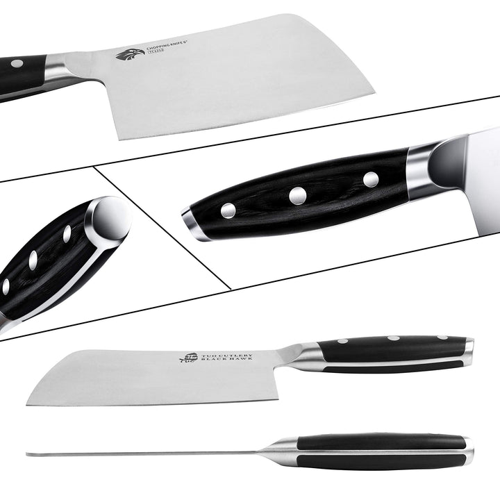 Chopper Knife - 6 inch Meat Cleaver Chopping Knife - Heavy Duty Butcher Knife - German HC Steel - Full Tang Pakkawood Handle - BLACK HAWK SERIES with Gift Box