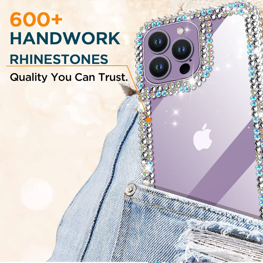 AICase iPhone 14 Pro Max Glitter Case for Women, Rhinestone Bling Diamond Sparkle, Luxury Fashion Protective Girly Phone Case