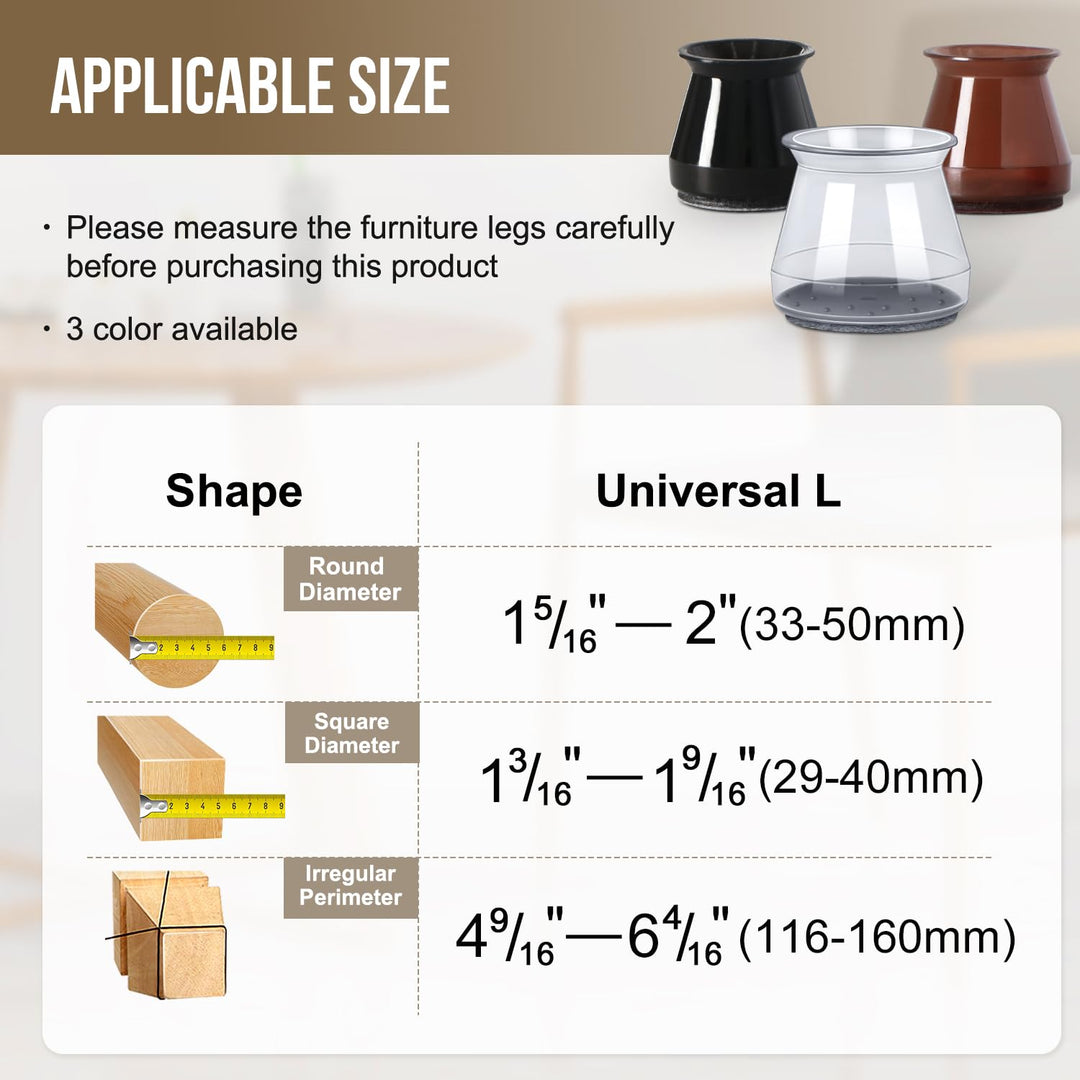 Chair Leg Floor Protectors Chair Leg Protectors for Hardwood Floors Silicone Pads Covers to Protect Floors (Clear-20 Pcs, Universal L (1.3-2)