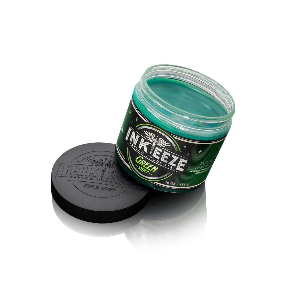 Green Tattoo Ointment for Artists and Aftercare, Essential Oils, Vegan, Cruelty Free, Made in USA, Lavender, 16oz