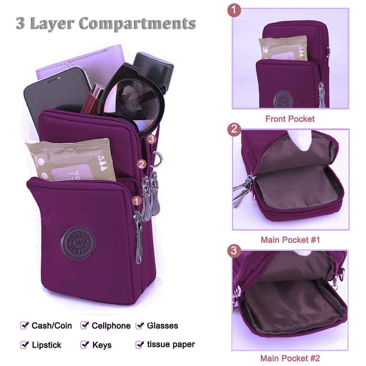 Waterproof Nylon Cute Crossbody Cell Phone Purse Smartphone Wallet Bag for Women Teen Girls