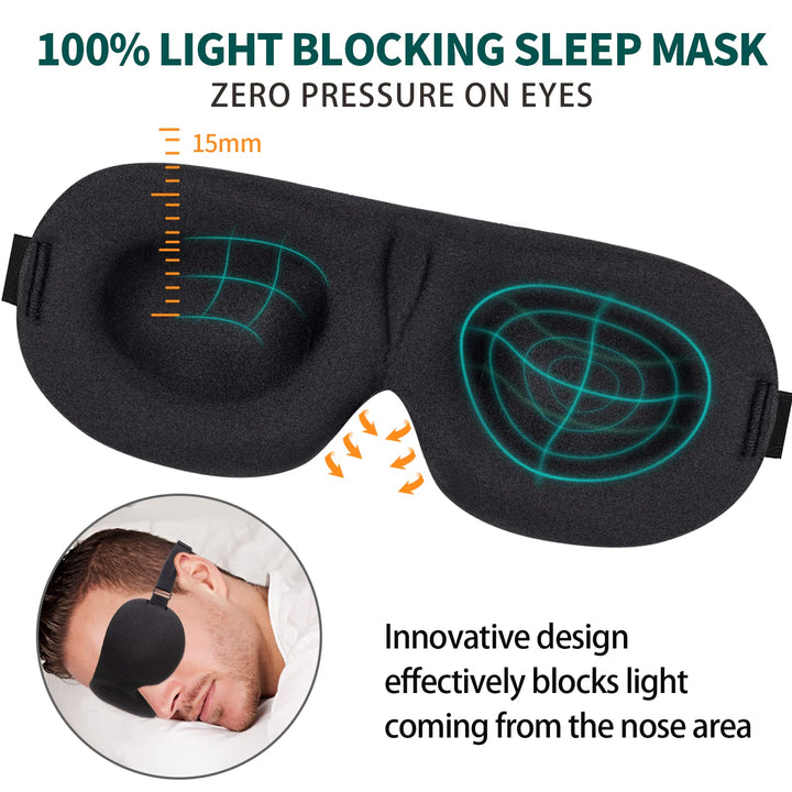 Sleep Mask, 3D Contoured Sleep Eye Mask, Comfortable &a
