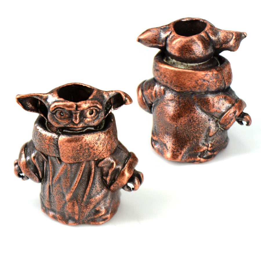 Knife Lanyard Beads - Beads Paracord for DIY Keychain Charms, Hand-Casted Metal Copper Papa Yoda Beads for Paracord Skull Bracelet 2Pcs/Lot