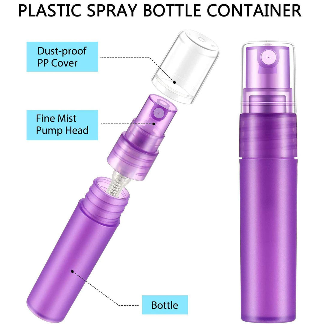 Yi-gog 32 Pcs Plastic Frosted Spray Bottle, 5 ml/ 0.17 oz Fine Mist Spray Bottles Colorful Travel Perfume Sprays Empty Refillable Perfume Bottles for Essential Oils, Travel, Perfume