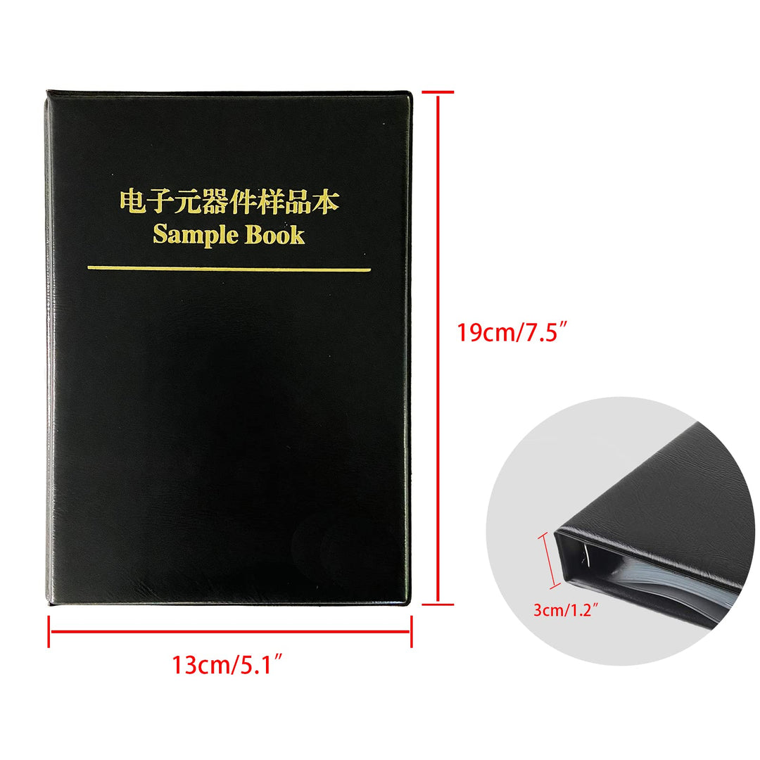0201 SMD Resistor Sample Book 170 Values Resistor Kit 50 Each 1% Accuracy in Storage Book Case, SMT Resistors Electronic Components Assortment Folder Sample Kit Book Black (Resistor-0201)