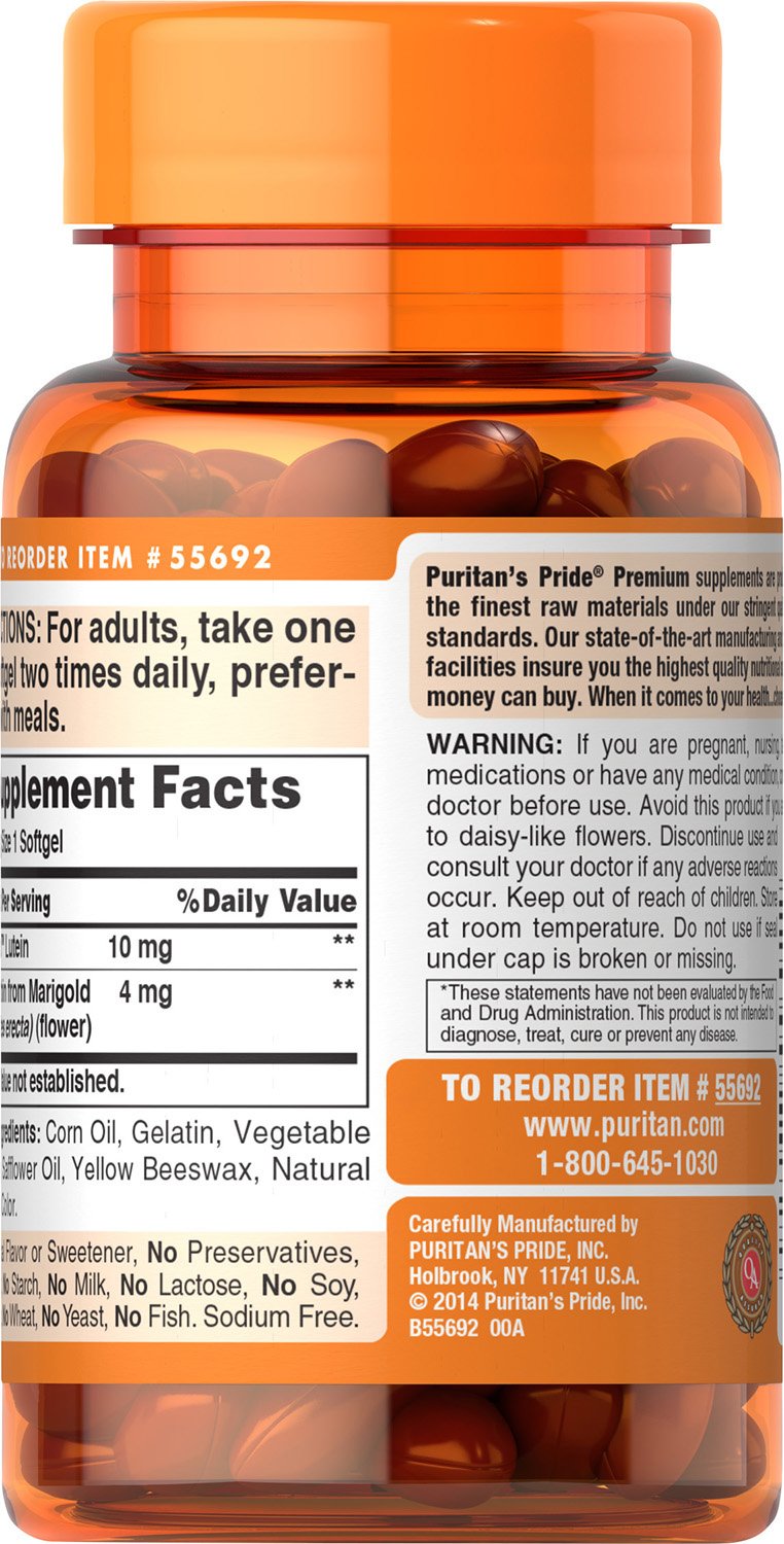Puritan's Pride Zeaxanthin 4mg with Lutigold™ Lutei
