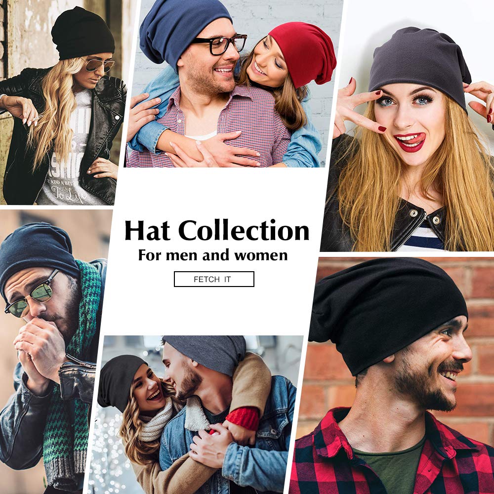 Unisex Women Thin Solid Baggy Slouchy Oversized Cotton Sleep Beanie Hat Skull Cap Burgundy