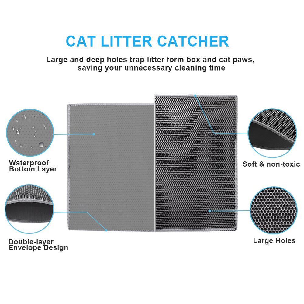 Cat Litter Mat Double Layer Waterproof Urine Proof Trapping Mat 1 Pack (Gray, 30x24 Inch (Pack of 1))