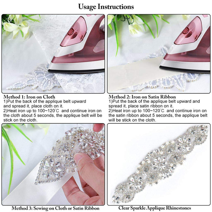 DUOBAO Silver Wedding Belt Rhinestone Belt Wedding Rhin