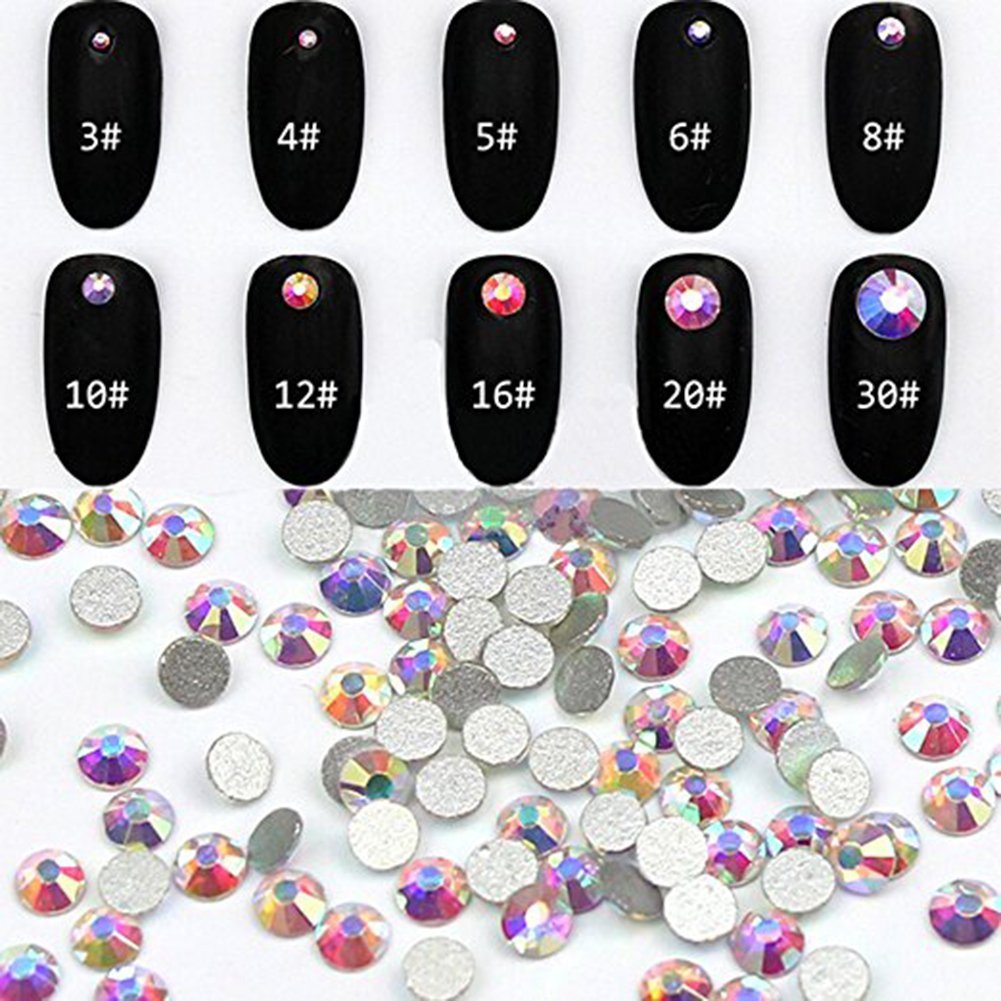 Minejin Nail Art Rhinestones AB Color Flat Back Charms Crystals Stones Super Shiny Cellphones Decorations Gems SS6 1440 Pieces