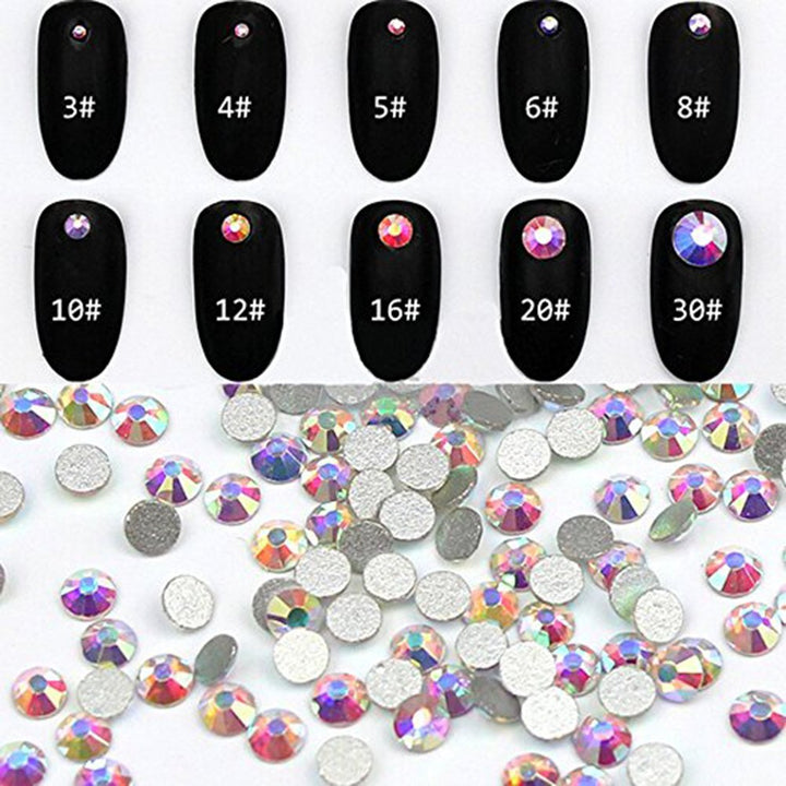 Minejin Nail Art Rhinestones AB Color Flat Back Charms Crystals Stones Super Shiny Cellphones Decorations Gems SS6 1440 Pieces