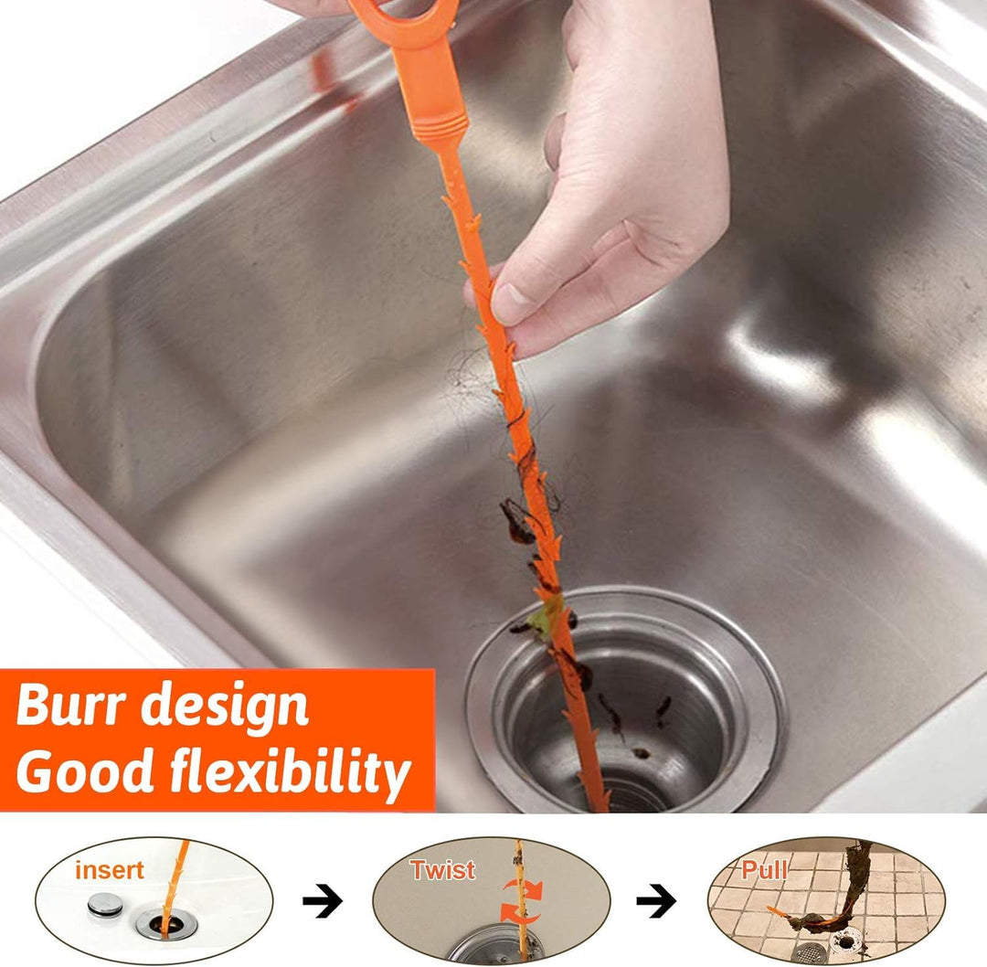 4 Pack 19.6 Inch Drain Snake Hair Drain Clog Remover Cleanina Tool (4 Pack 19.6 Inch)