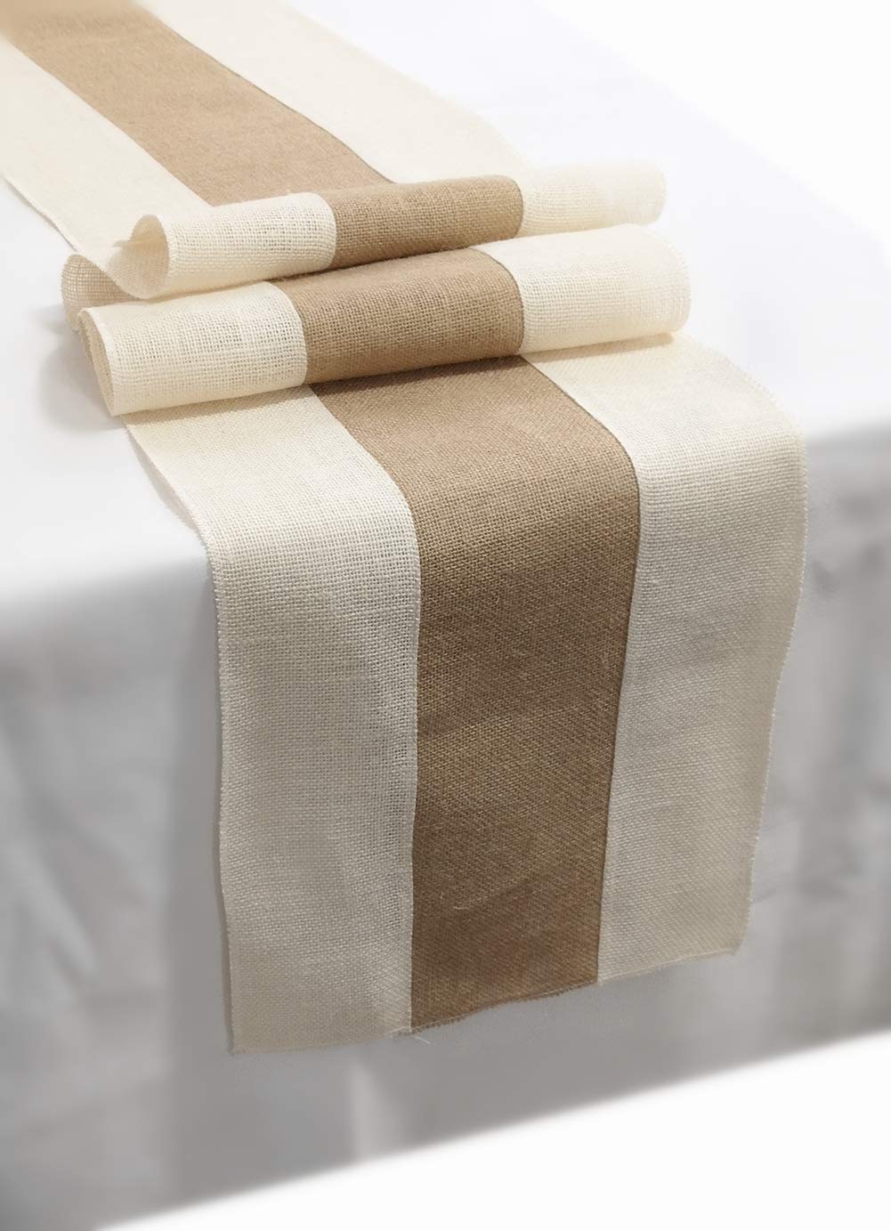 Burlap Table Runner 12&#39;&#39; x 108&#39;&#39; Rustic Wedding Table Runner-Dining Kitchen Table Runner Thanksgiving Baby Shower Farmhouse Picnic Easter Burlap Table Runner Decor(Light Color Edge)