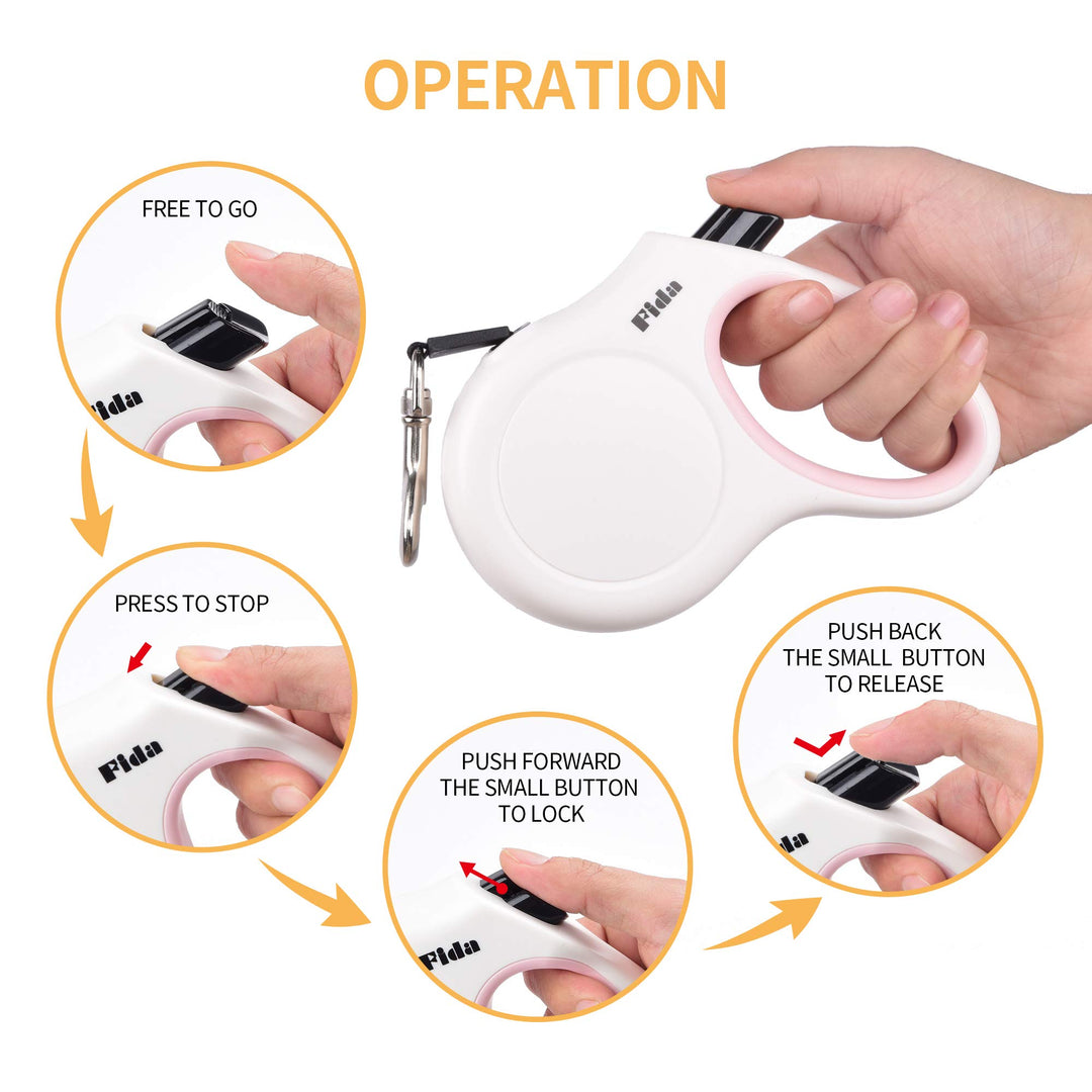 Fida Retractable Dog Leash, 16 ft Dog Walking Leash for