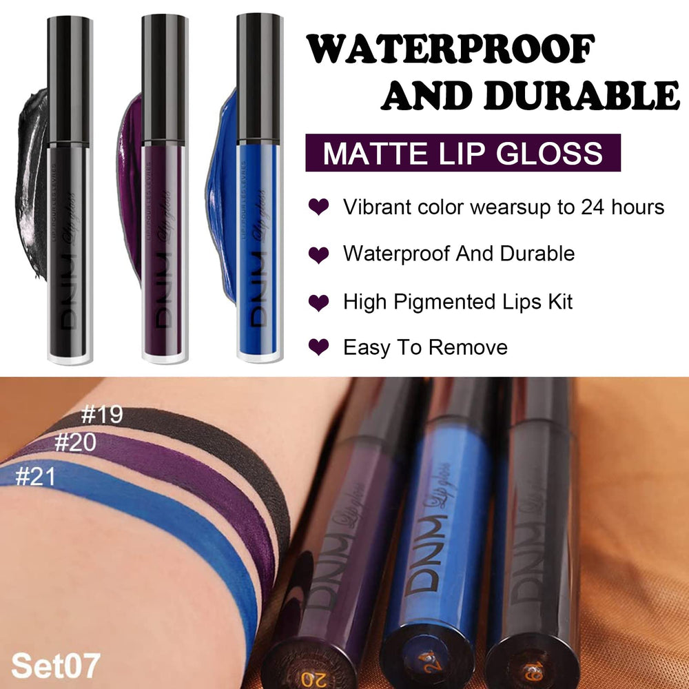 Coosa 3PCS Matte 24-hour Liquid Lipstick Non-stick Cup Kitt, Matte Dark Waterproof Lipstick Lip Stain Long Lasting Smudge Lip Gloss Gift Set Matt Lipsticks Set Matt Liquid Women Makeup Set