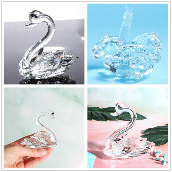 Waltz&amp;F Crystal Swan Figurine Paperweight Glass Swan Collectible Statue Table Centerpiece Ornament