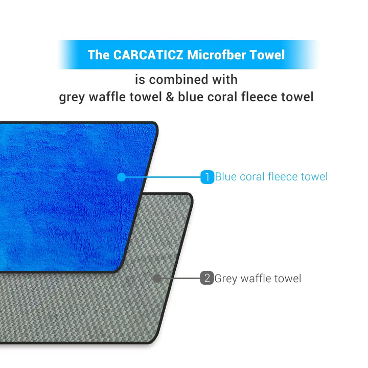 Microfiber Towels for Cars, Microfiber Cleaning Cloth for Cars, Waxing and Polishing Towels, Lint Free, Scratch-Free, High Absorption, Blue &amp; Gray, 16 in x 16 in, 530gsm, 6pack