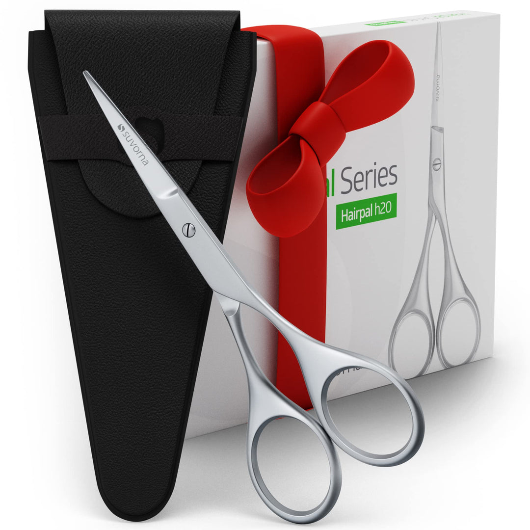 small scissors for beard, mustache, facial, nose, eyebrow, and ear hair - Hair scissors for cutting, trimming &amp; grooming - Made with 4.5 stainless steel for barbers, professional, &amp; home user