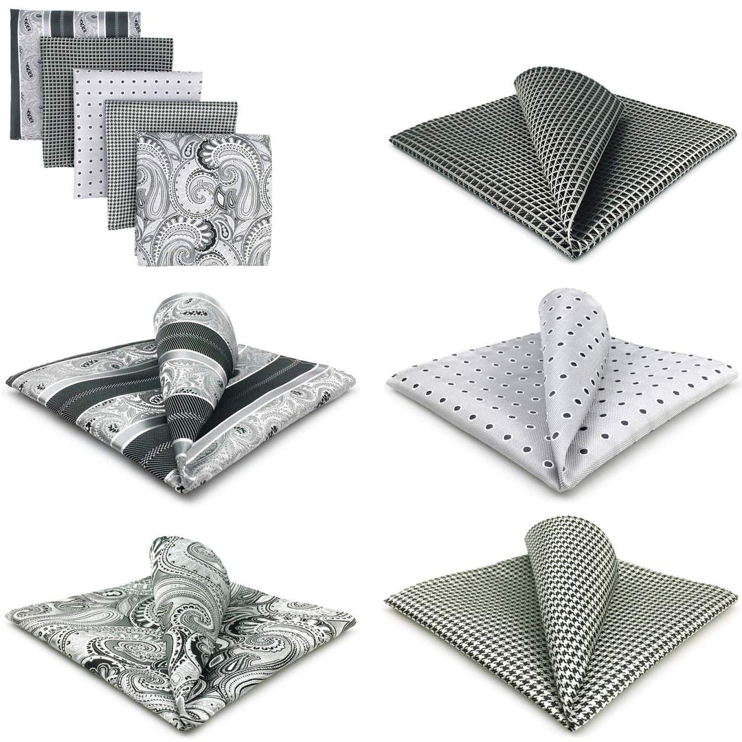 SHLAX&amp;WING 5 Pieces Assorted Mens Silk Pocket Square Handkerchiefs Set 22