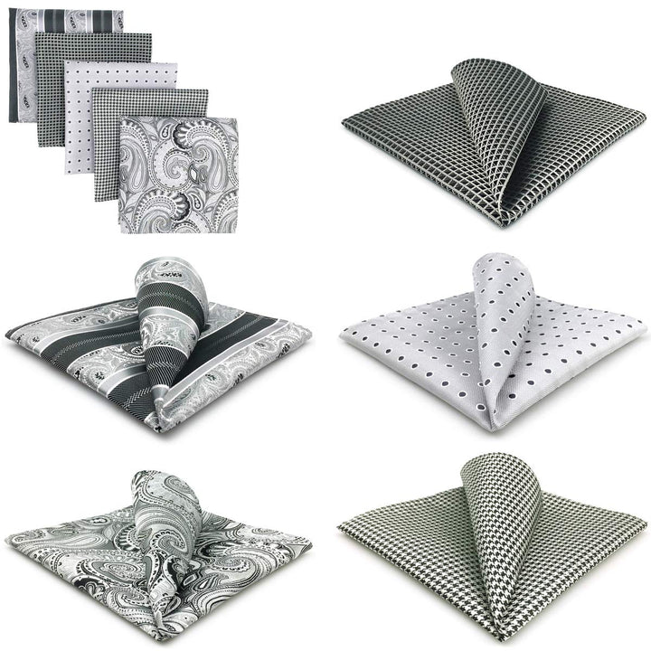 SHLAX&amp;WING 5 Pieces Assorted Mens Silk Pocket Square Handkerchiefs Set 22