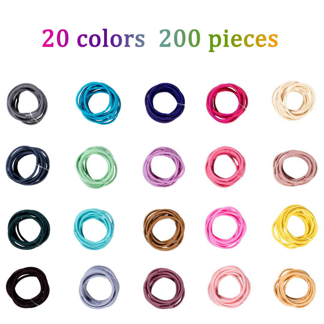 200PCS Baby Hair Tie, Multicolor 2mm Hair Bands No Crease Hair Elastics Small Ponytail Holders Hair Accessories for Kids Girls Infants Toddlers