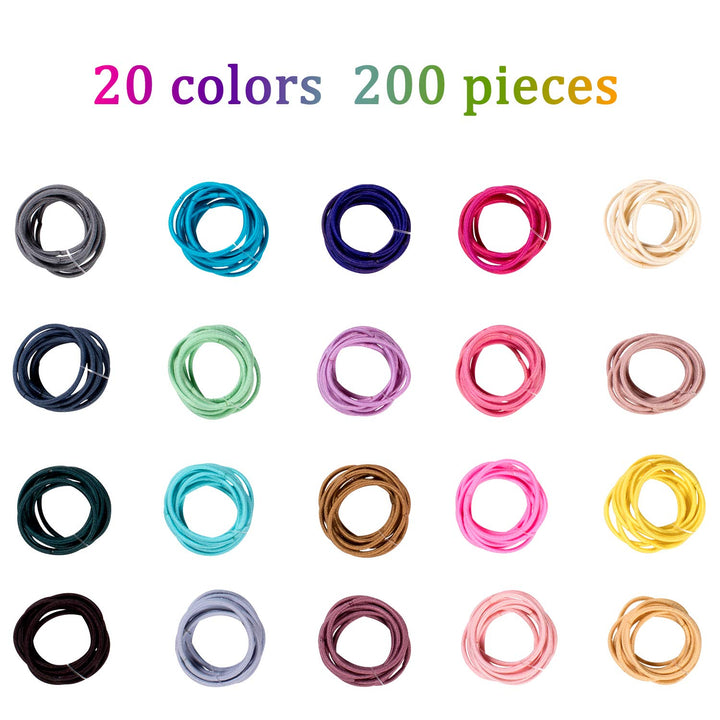 200PCS Baby Hair Tie, Multicolor 2mm Hair Bands No Crease Hair Elastics Small Ponytail Holders Hair Accessories for Kids Girls Infants Toddlers