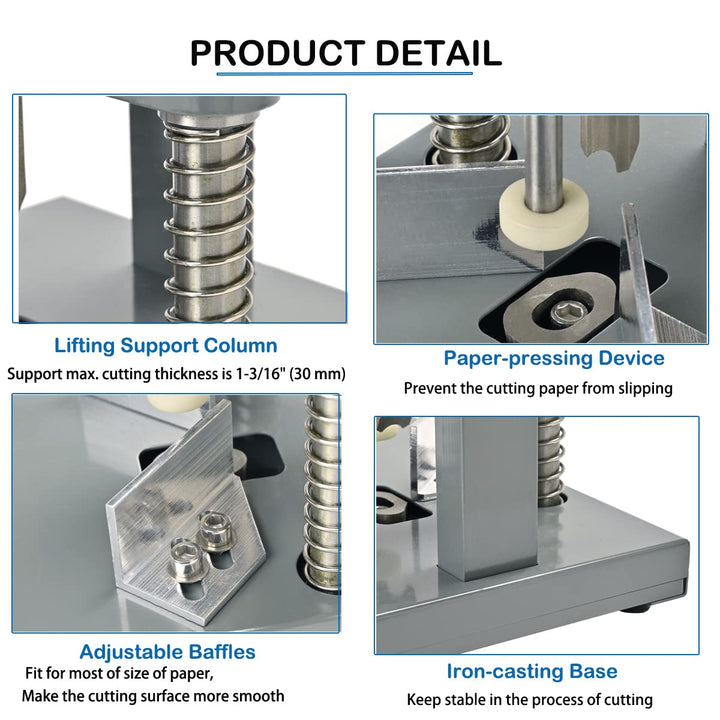 Corner Rounder Cutter Machine Paper Corner Punch, R6mm R10mm 1.2”/ 30mm Thickness Heavy Duty Commercial Card Cutter with Paper Holding Device for Office Business