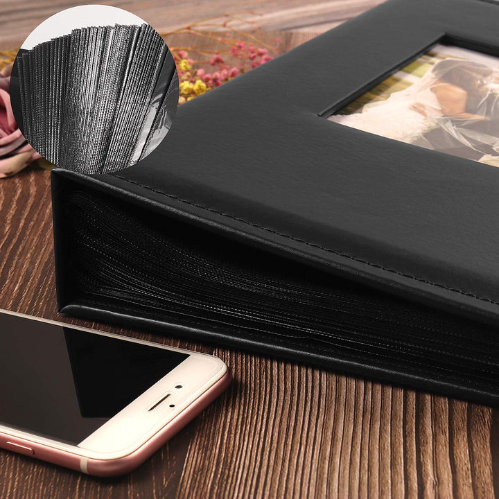 Premium Leather 4x6 Photo Album with 300 Pockets, Black, for Boy, Girl, Family, Wedding Anniversary