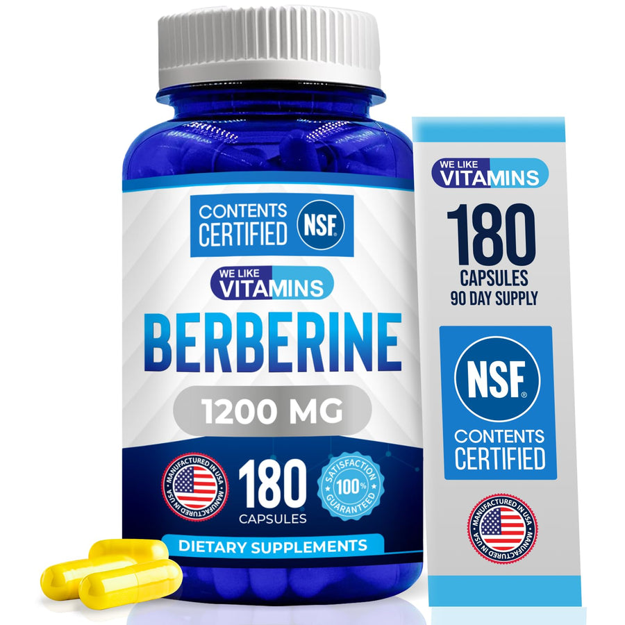 Berberine Supplement, Berberine 1200mg, Pure Max Strength Berberine HCL - 180 Vegetarian Capsules (Gluten Free and Non GMO) - 90 Servings of Berberine by WeLikeVitamins