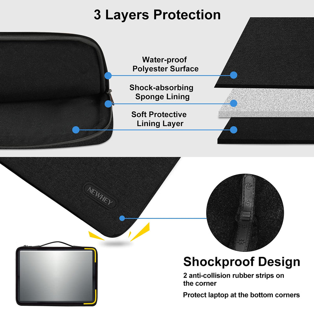 Laptop Sleeve Case 13-14 Inch Waterproof Durable Laptop Case Shockproof 360 Protective Bag with Handle Compatible with 13 MacBook Pro/Air, 13-14 Inch HP/ASUS/Acer/Dell/Mac/Lenovo/Notebook Computer